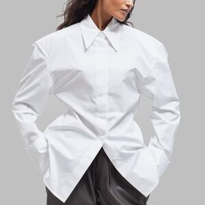 The Frankie Shop White Oversized Button-Down Shirt